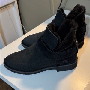 UGG Midnight Black Ankle Boots with Plush Lining